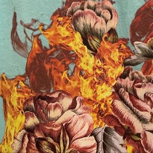 Men’s Primitive Skateboarding Mint Blue Roses on Fire Tee Short Sleeve T-Shirt